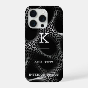 Coque iPhone 15 Pro Étui minimaliste moderne monogramme noir et blanc-