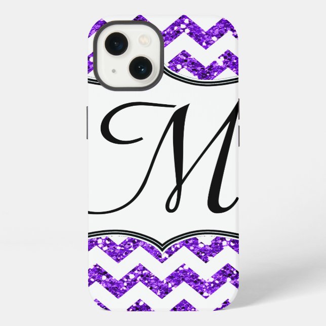 Coque iPhone Étui moderne violet chevron monogramme girly pour  (Verso)