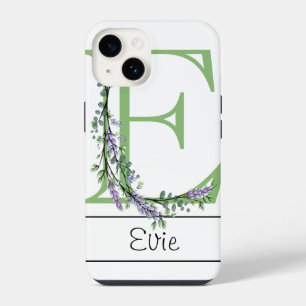 Coque Pour iPhone 14 Étui Monogram E Lavande Eucalyptus Case-Mate iPhon