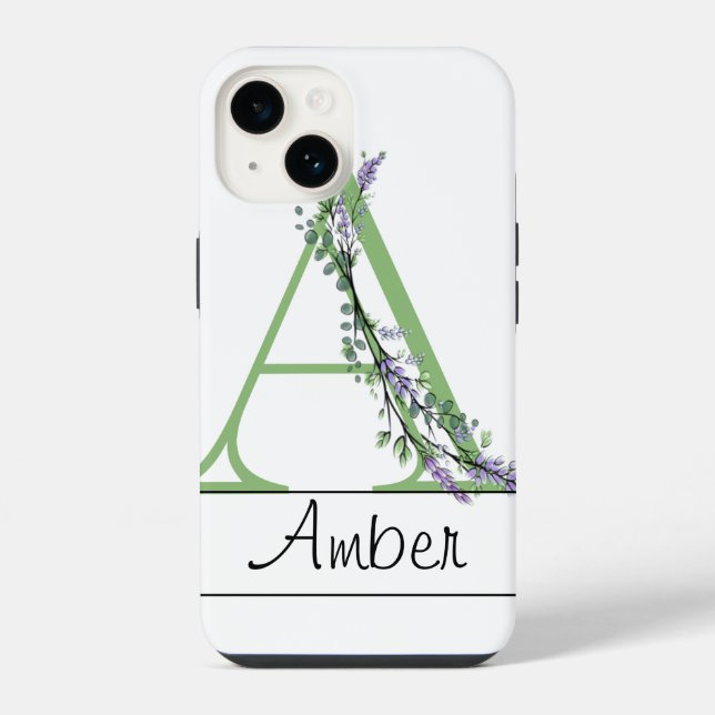 Coque iPhone Étui Monogramme A Lavande Eucalyptus Case-Mate iPh (Verso)