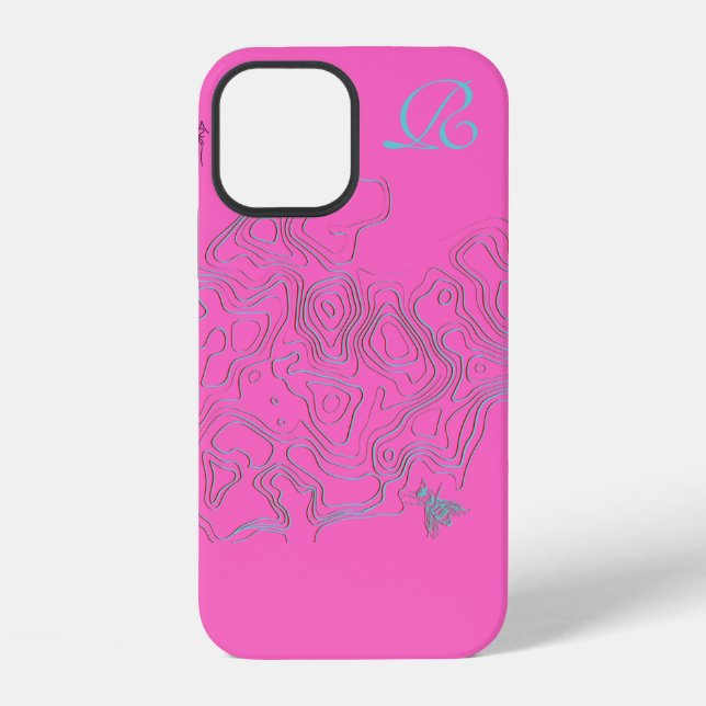 Coque iPhone Étui monogramme abeille rose chic Case-Mate pour i (Verso)
