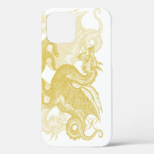 Coque iPhone 12 Étui monogramme élégant Dragon Or Case-Mate pour i