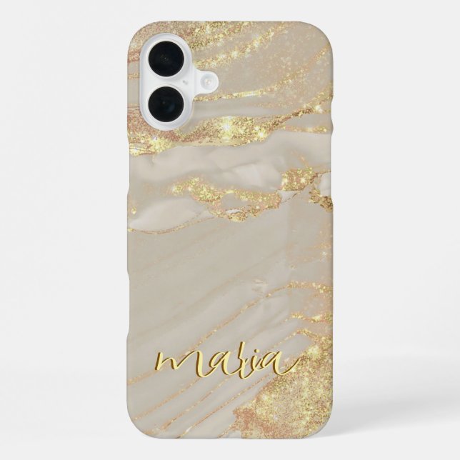 Coque iPhone Étui Monogrammé Encre Dorée pour iPhone Mate (Verso)