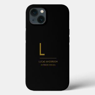 Etui iPhone 13 Étui monogramme moderne minimaliste noir et blanc-