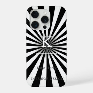 Coque iPhone 15 Pro Étui monogramme moderne minimaliste noir et blanc-