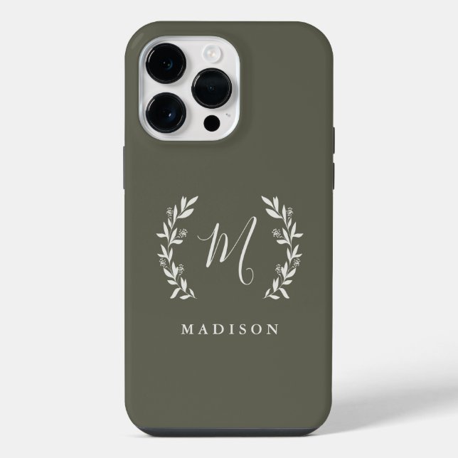 Coque iPhone Étui monogramme nom écriture Rustic Laurel Case-Ma (Verso)