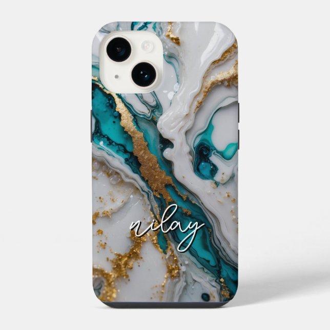 Coque iPhone Étui monogrammé pailleté marbre Case-Mate pour iPh (Verso)