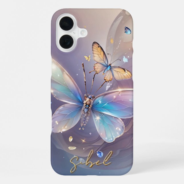 Coque iPhone Étui monogrammé papillon dégradé - Mate iPhone  (Verso)