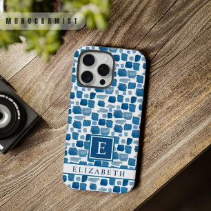 Coque iPhone 15 Pro Max Étui motif abstrait bleu foncé lumière blanche per