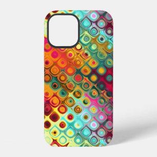 Coque iPhone 12 Étui Motif Abstrait Taches de Liquide Rouge Arc-en