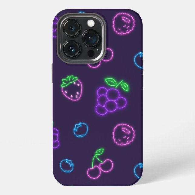 Coque iPhone Étui Neon Berry Pattern pour iPhone 13 Pro (Dos)