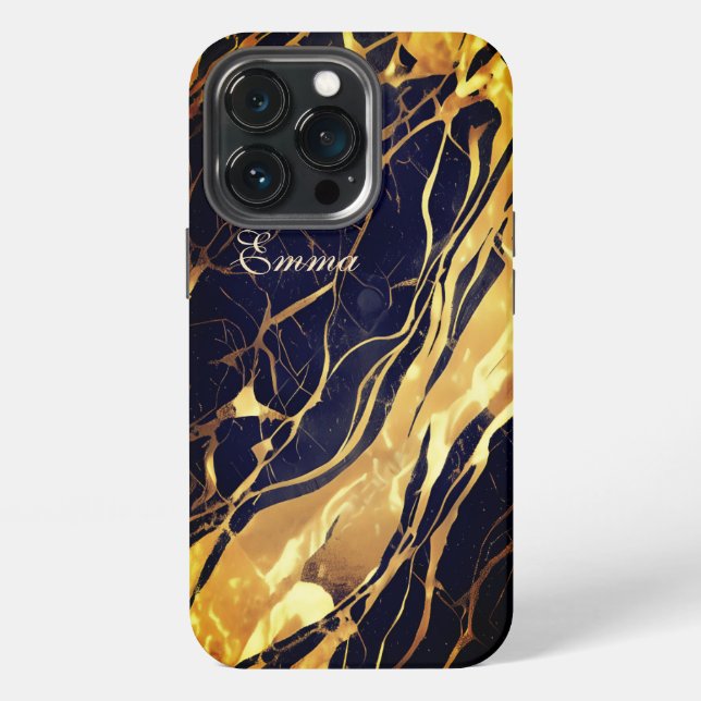 Coque iPhone Étui or et noir iPhone 13 Pro Max (Dos)