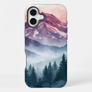 Coque iPhone 16 Plus Étui Paysage Serein – Montagnes Aquarelle