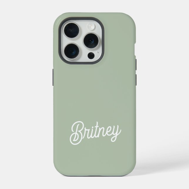 Coque iPhone Étui personnalisé avec monogramme et nom en vert s (Verso)