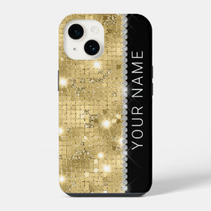 Coque Pour iPhone 14 Étui personnalisé avec paillettes dorées Sparkle