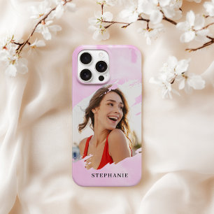 Coque iPhone 16 Pro Max Étui personnalisé avec photo et nom lavis aquarell