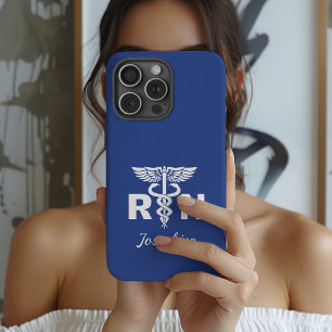 Coque iPhone 15 Pro Étui personnalisé Caducée infirmière diplômée RN,