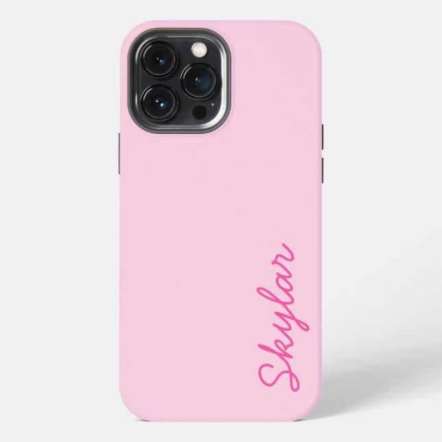 Coque iPhone Étui personnalisé en rose bubble gum cursive - (Verso)
