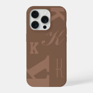 Coque iPhone 15 Pro Étui Personnalisé Initiale Mocha, Choisissez Votre