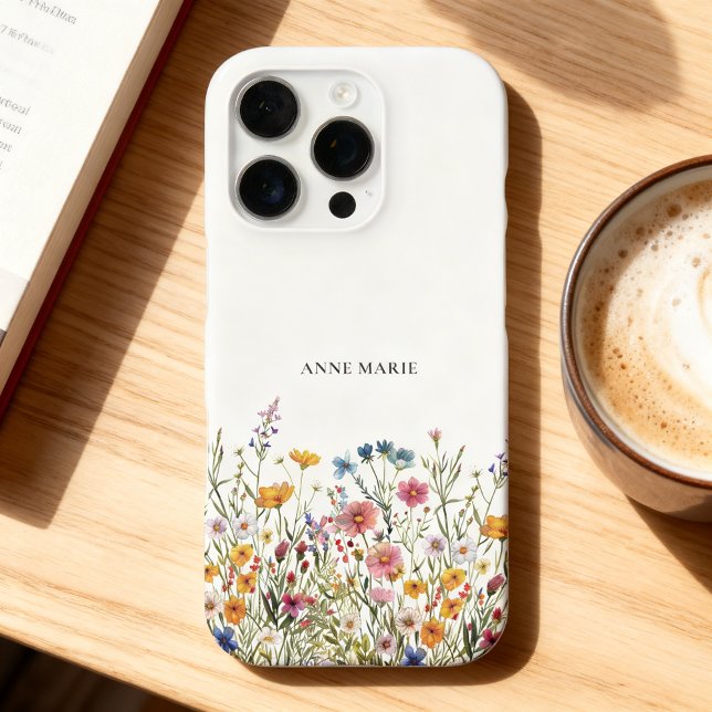 Coque iPhone Étui personnalisé pour iPhone 16 Pro à motif flora (Add your name and choose the iPhone model and case style.)