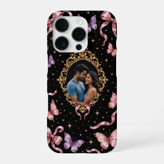Coque iPhone Étui personnalisé pour iPhone 16 Pro : Cadre doré" (Verso)