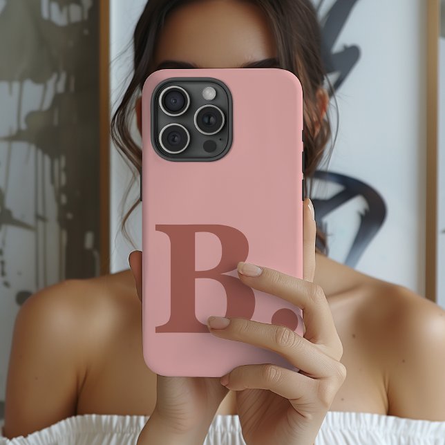Coque iPhone Étui personnalisé rose pour iPhone, cadeau de fin  (personalized pink phone case gift for her, mom or girls, monogram iphone case gift for bridesmaids)
