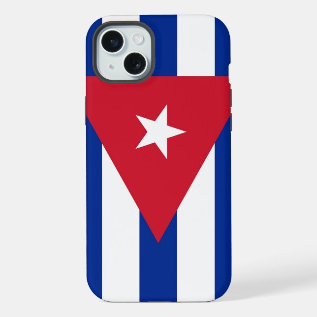 Coque iPhone Étui pour Apple iPhone 15 Plus, drapeau de Cuba (Verso)