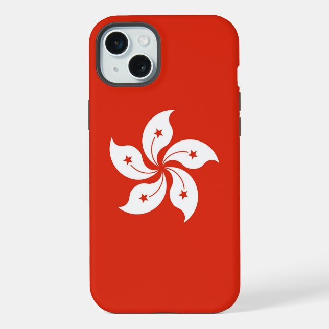 Coque iPhone Étui pour Apple iPhone 15 Plus, drapeau de Hong Ko (Verso)