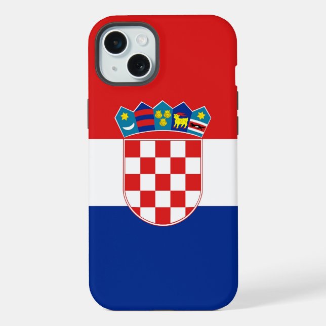 Coque iPhone Étui pour Apple iPhone 15 Plus, drapeau de la Croa (Verso)