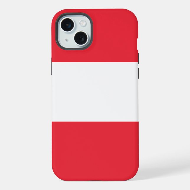 Coque iPhone Étui pour Apple iPhone 15 Plus, drapeau de l'Autri (Verso)