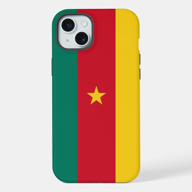 Coque iPhone Étui pour Apple iPhone 15 Plus, drapeau du Camerou (Verso)