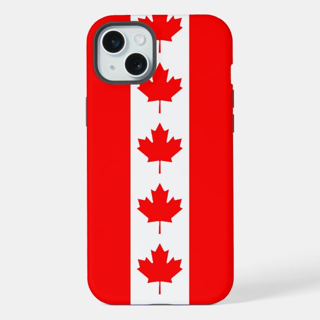 Coque iPhone Étui pour Apple iPhone 15 Plus, drapeau du Canada (Verso)