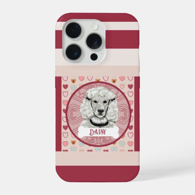 Coque iPhone Étui pour iPhone 11 Pro Poodle + nom Valentine Hea (Verso)
