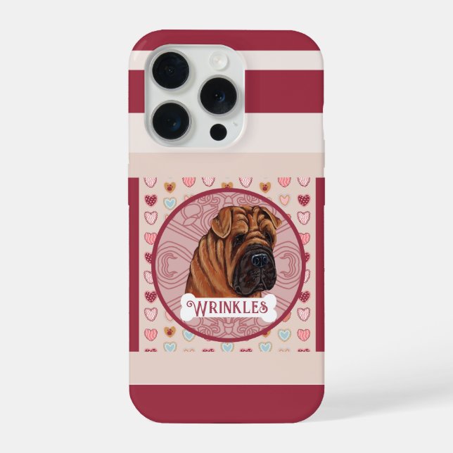 Coque iPhone Étui pour iPhone 11 Pro Shar Pei nom Valentine Hea (Verso)