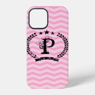 Coque iPhone 12 Étui pour iPhone 12 à motif chevron monogrammé ros