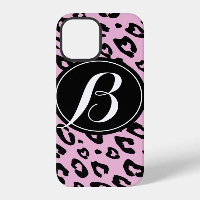 Coque iPhone Étui pour iPhone 12 avec impression léopard rose e (Verso)