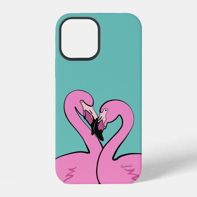 Coque iPhone Étui pour iPhone 12 Flamants roses (Verso)