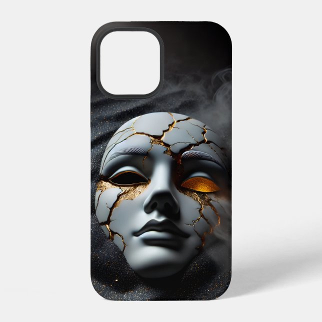 Coque iPhone Étui pour iPhone 12 Masque en Porcelaine Craquelée (Verso)