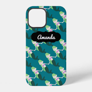 Coque iPhone 12 Étui pour iPhone 12 Sirène Verte Nom Personnalisé