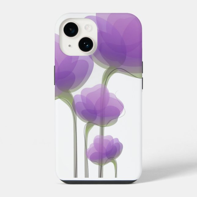 Coque iPhone Étui pour iPhone 14 - Fleurs violettes (Verso)