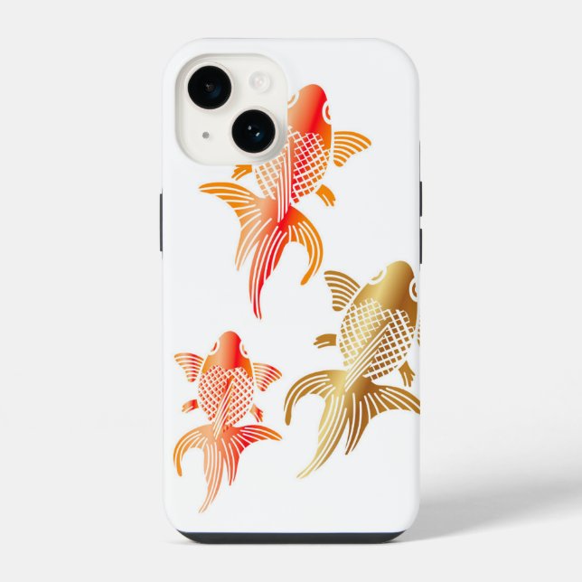 Coque iPhone Étui pour iPhone 14 Goldfish Moderne Blanc (Verso)