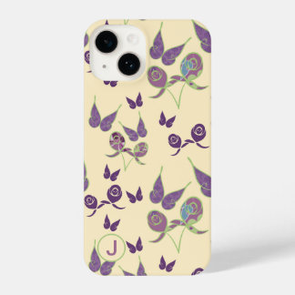 Coque Pour iPhone 14 Étui pour iPhone 14 papillon joie en crème Monogra