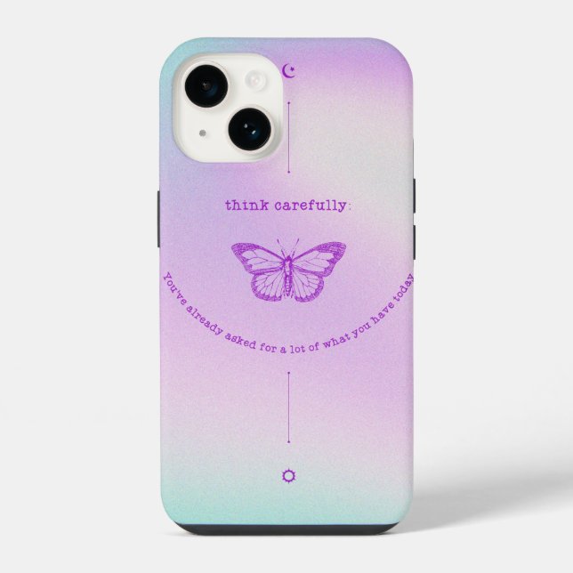 Coque iPhone Étui pour iPhone 14 - Papillon Réfléchissant  (Verso)