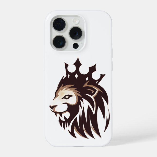 Coque iPhone Étui pour iPhone 15 Lion Couronne Majestueuse (Verso)