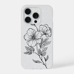 Coque iPhone 15 Pro Étui pour iPhone 15 Pro 'Art en ligne floral minim