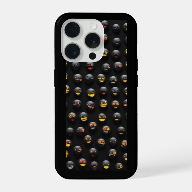 Coque iPhone Étui pour iphone 15 pro avec émojis robotiques (Verso)