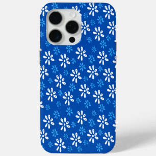 Coque iPhone 15 Pro Max Étui pour iPhone 15 Pro Max à motif de fleurs bleu