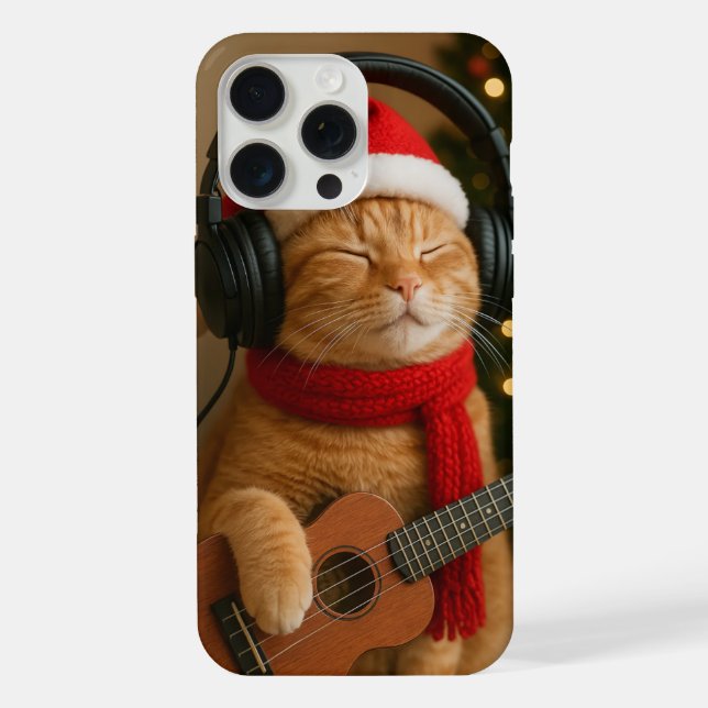Coque iPhone Étui pour iPhone 15 Pro Max avec chat jouant de la (Verso)