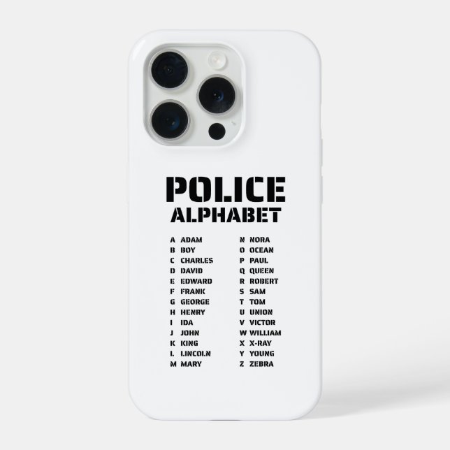 Coque iPhone Étui pour iPhone 15 Pro Police Alphabet Phonétique (Verso)