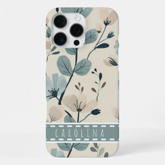 Coque iPhone 16 Pro Max Étui pour iPhone 16 Fleur de Menthe, Étui avec Nom